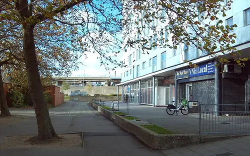 Pedestrian area by Stephenson House in Bletchley