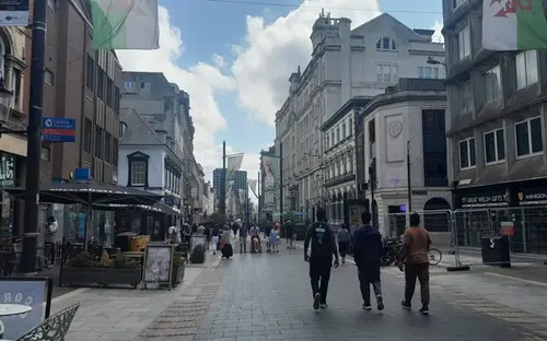 Shopping street in Cardiff city centre