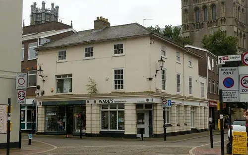 High Street in Ely with the cathedral behind