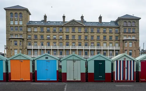 Beach huts on the seafront at Hove