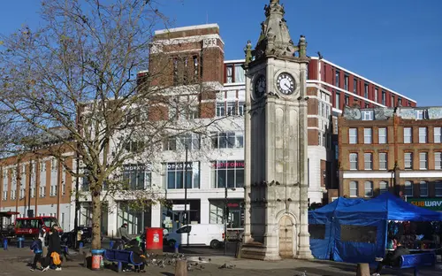 Lewisham clock tower and town centre