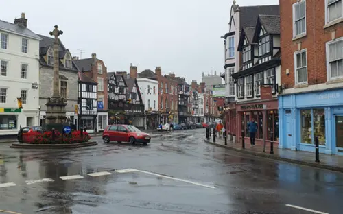High Street and Church Street in Tewkesbury