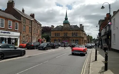 Watling Street and the Town Hall in Towcester